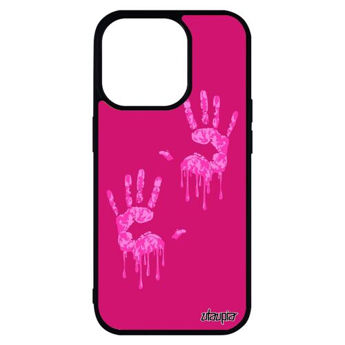 Coque Iphone 14 Pro Max Silicone Main 4g Femme Telephone Fille Peinture Qui Degouline Deux Etui Trace De Image 128 Go Design