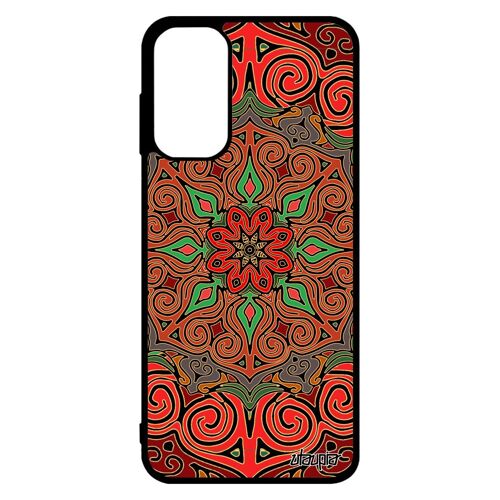 Coque pour Samsung M13 silicone Mandala tibetain metal portable etui zen Rouge femme cover rosace indien jolie Symbole floral galaxy