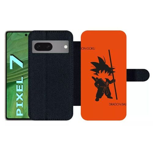 Etui À Rabat Pour Pixel 7 - Dbz Sangoku Et Son Baton Minimalist - Simili-Cuir - Noir