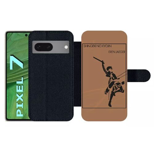 Etui À Rabat Pour Pixel 7 - Shingeki No Kyojin Eren Jazeger - Simili-Cuir - Noir