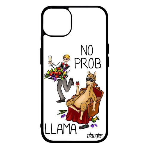 Coque De Protection Iphone 14+ Plus Silicone No Prob Lama Texte Probllama Telephone Pas Cher Llama Animaux 4g Drole Noir Blanc