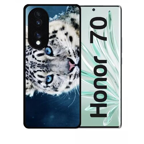 Coque Pour Honor 70 - Tigre Blanc Yeux Bleus - Silicone - Noir