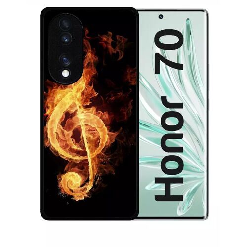Coque Pour Honor 70 - Clef De Sol En Feu - Silicone - Noir