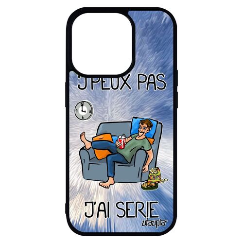 Coque Iphone 14 Pro Max Silicone J'peux Pas J'ai Série Bleu Comique Texte Solide Noir De Protection Dessin Animé Jpeux Drole