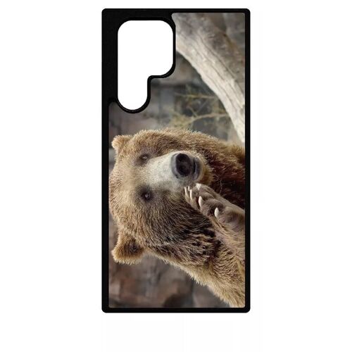 Coque Pour Galaxy S22 Ultra 5g - Gros Ours Brun - Silicone - Noir