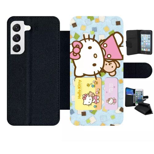 Etui À Rabat Pour Galaxy S22 5g - Hello Kitty I Love You - Simili-Cuir - Noir
