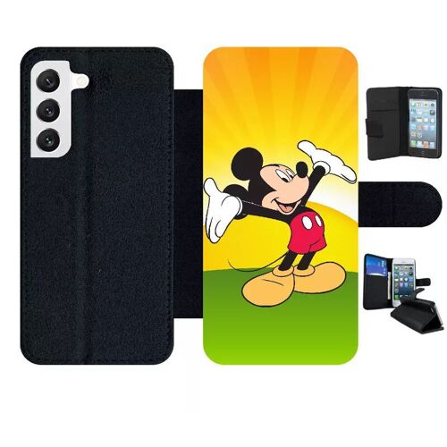 Etui À Rabat Pour Galaxy S22 5g - Disney Mickey - Simili-Cuir - Noir