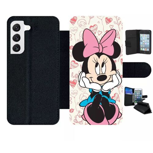 Etui À Rabat Pour Galaxy S22 5g - Disney Minnie Love - Simili-Cuir - Noir