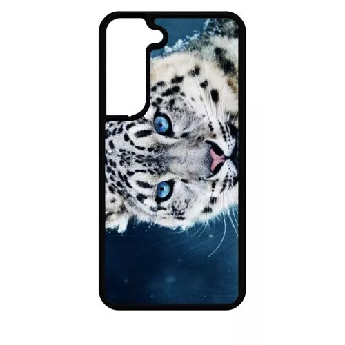 Coque Pour Galaxy S22 5g - Tigre Blanc Yeux Bleus - Silicone - Noir