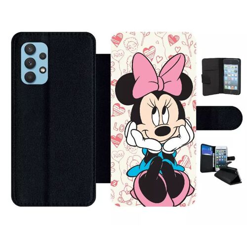 Etui À Rabat Pour Galaxy A32 4g - Disney Minnie Love - Simili-Cuir - Noir