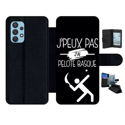Etui À Rabat Pour Galaxy A32 4g - J Peux Pas J Ai Pelote Basque 2 - Simili-Cuir - Noir