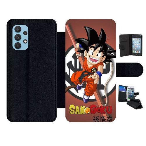 Etui À Rabat Pour Galaxy A32 4g - Dbz Sangoku Enfant Kanji Boule De Cristal - Simili-Cuir - Noir