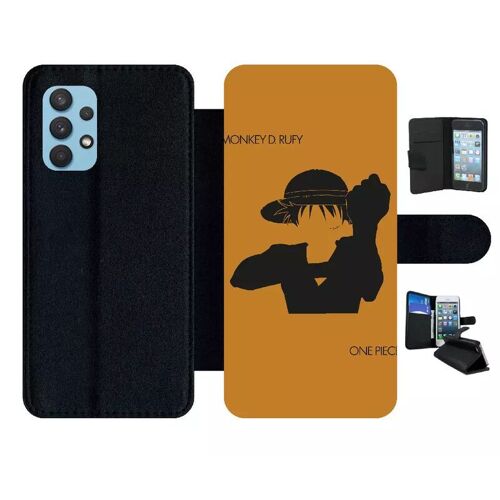 Etui À Rabat Pour Galaxy A32 4g - One Piece Monkey D Rufy - Simili-Cuir - Noir