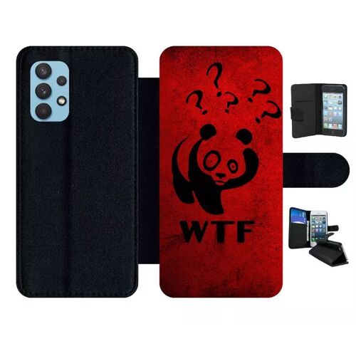 Etui À Rabat Pour Galaxy A32 4g - Wtf What The Fuck - Simili-Cuir - Noir
