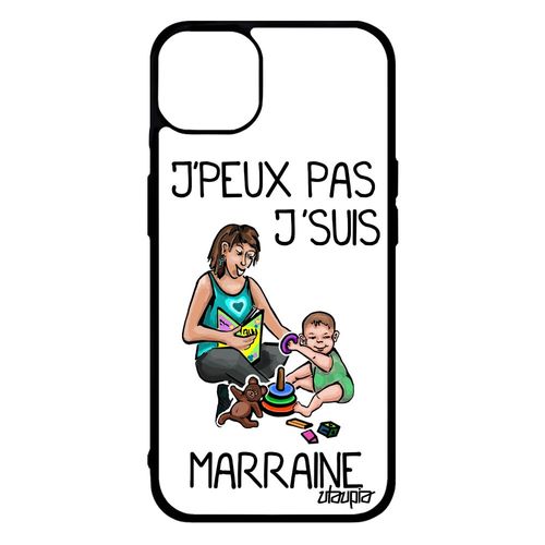 Coque J'peux Pas J'suis Marraine Iphone 14+ Plus Silicone Metal Je Blanc Drole Mobile Humoristique Bebe Jpeux Housse Cover De