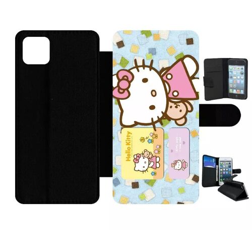 Etui À Rabat Pour Galaxy A22 5g - Hello Kitty I Love You - Simili-Cuir - Noir
