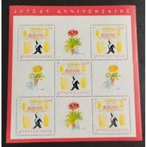 Timbres Pour Anniversaires : Maître D'Hôtel Portant Un Gâteau Dessin De Sempé Bloc Feuillet N° 75 Année 2004 N° 3688 Yvert Et Tellier Luxe