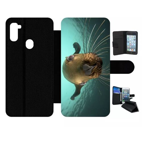 Etui À Rabat Pour Galaxy A11 - Loutre Tu Veux Ma Photo - Simili-Cuir - Noir
