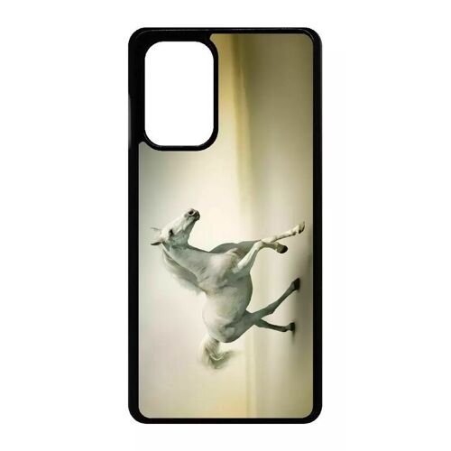 Coque Pour Galaxy A72 - Cheval Blanc En Course - Noir