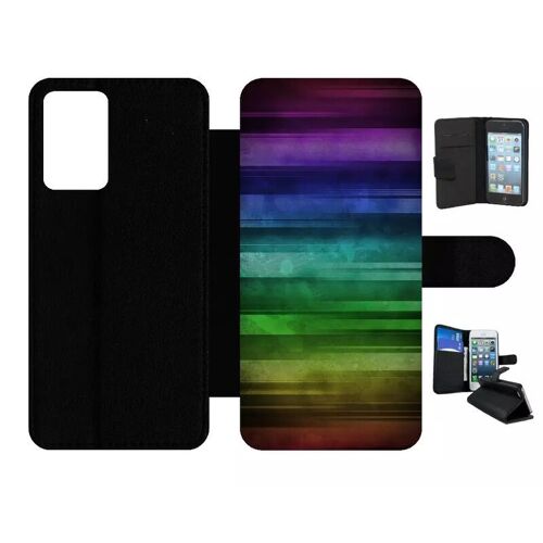 Etui À Rabat Pour Galaxy A72 - Drapeau Gay Pride Rainbow Grunge - Simili-Cuir - Noir