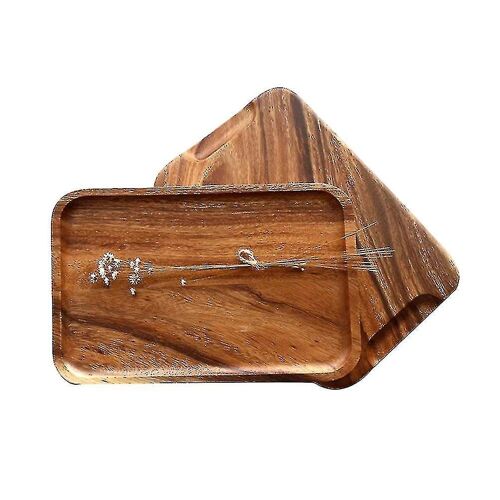 Plateau À Collation En Bois Fait Main - Assiette Carrée Élégante Pour Servir Des Fruits, Des Collations Et Des Boissons - 40 X 30 Cm