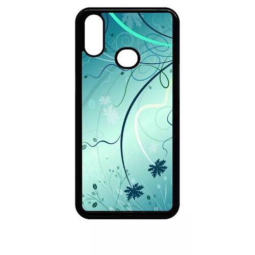 Coque pour galaxy a10s - abstrait turquoise fleur - noir