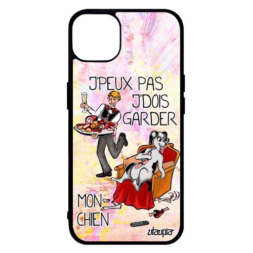Coque Silicone Iphone 14 Humour J'peux Pas J'dois Garder Mon Chien Drole Texte Animaux Je Personnalisé Comique Case Telephone