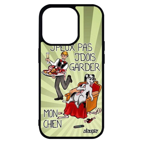 Coque Silicone J'peux Pas J'dois Garder Mon Chien Pour Iphone 14 Pro Max Metal Je Tpu Bd Humour Animal Texte Chiot Cartoon De