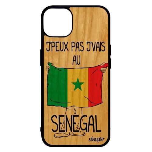 Coque J'peux Pas J'vais Au Senegal Iphone 14 Bois Silicone Foot Antichoc Coupe Du Monde Portable Humour Jeux Olympiques Mobile