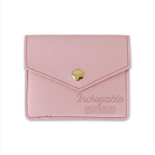 PORTE-CARTES SIMILICUIR NOUNOU 9X11CM ROSE