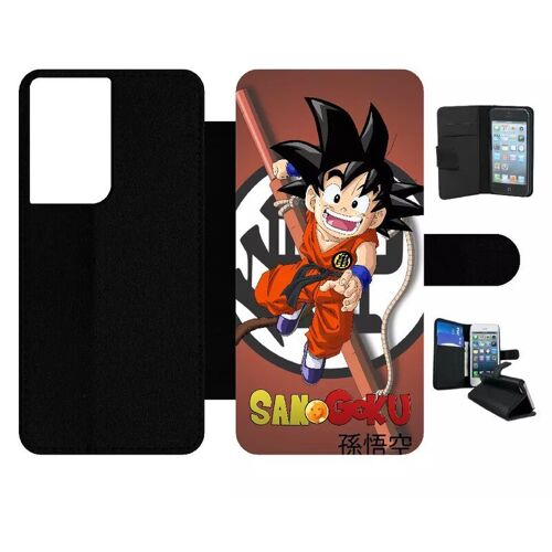 Etui À Rabat Pour Galaxy S21 Ultra 5g - Dbz Sangoku Enfant Kanji Boule De Cristal - Simili-Cuir - Noir