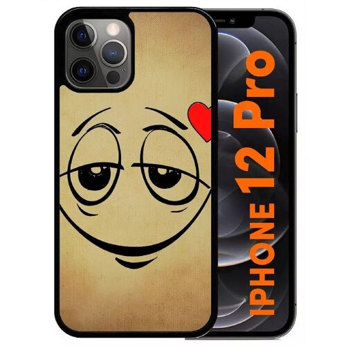 Coque Pour Iphone 12 Pro - Smiley Amoureux - Noir