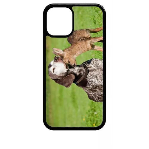 Coque Pour Iphone 12 Mini - Chien Et Petit Chevreuil - Noir