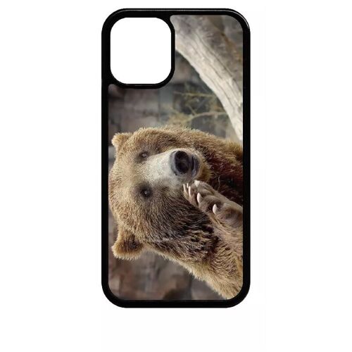 Coque Pour Iphone 12 Mini - Gros Ours Brun - Noir