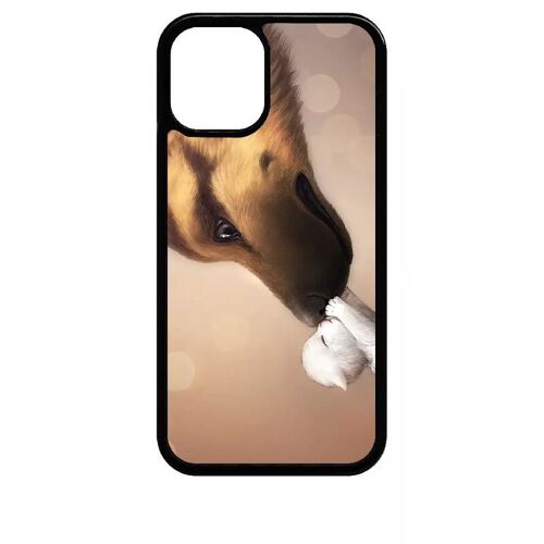 Coque Pour Iphone 12 Mini - Amour De Chaton Chien - Noir