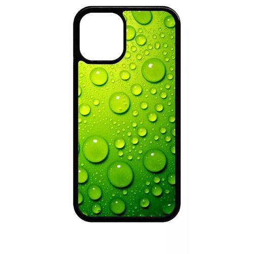 Coque Pour Iphone 12 Mini - Goutte D Eau Verte - Noir