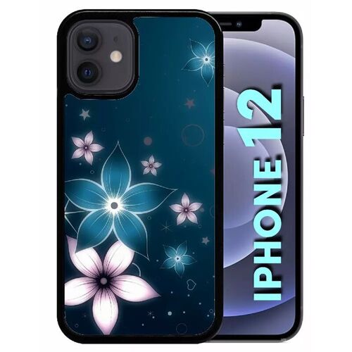 Coque Pour Iphone 12 - Abstrait Fleur De Lotus - Silicone - Noir