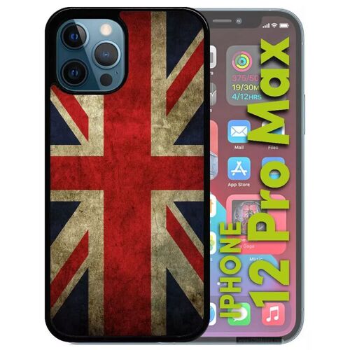 Coque Pour Iphone 12 Pro Max - Drapeau Uk Royaume Uni Grunge Flag - Noir