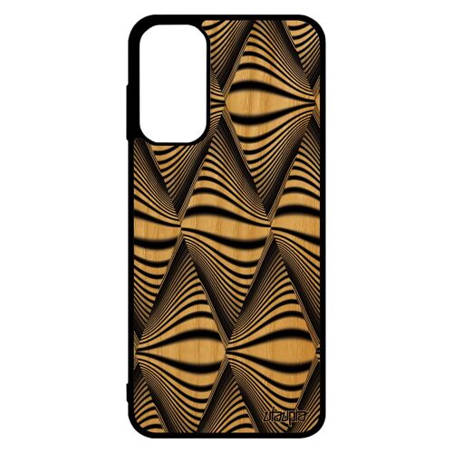 Coque Bois Veritable M13 Silicone Illusion D'optique Triangle 4g Noir Bicolore Mirage Art Visuel Losange Effet Vague Samsung Galaxy
