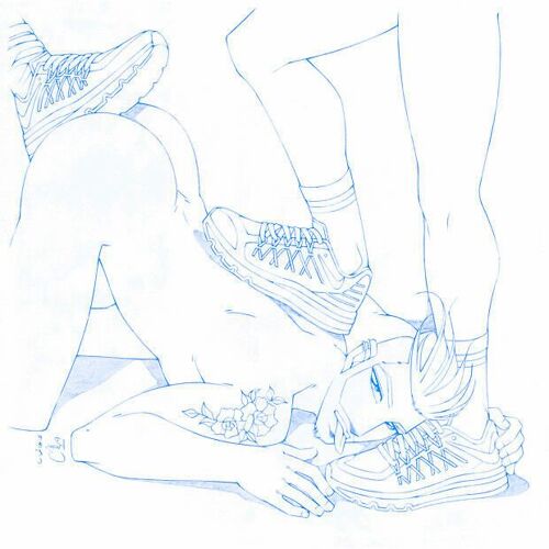Dessin Original De Kinu Sekigushi Nike Airmax Bleu 43 X 43 Cm Gay Fetish Art Manga Yaoi