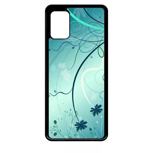 Coque Pour Galaxy A51 - Abstrait Turquoise Fleur - Noir