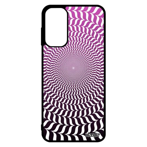 Coque illusion d'optique Samsung Galaxy M13 silicone dégradé cercle telephone rond housse graphique TPU pas cher effet antichoc rose