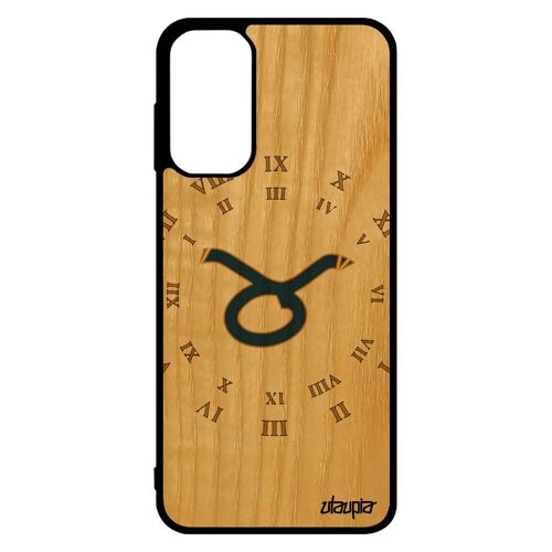 Coque Samsung M13 en bois silicone Signe taureau horoscope 4G etui Bleu univers homme housse original galaxie horloge galaxy