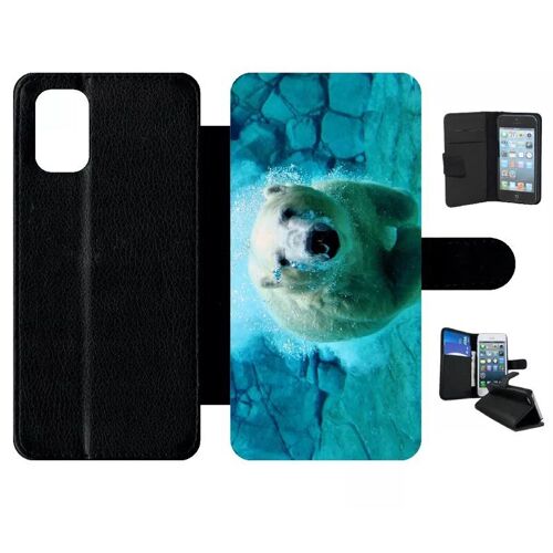 Etui À Rabat Pour Galaxy A71 - Gros Ours Blanc Plongee - Simili-Cuir - Noir