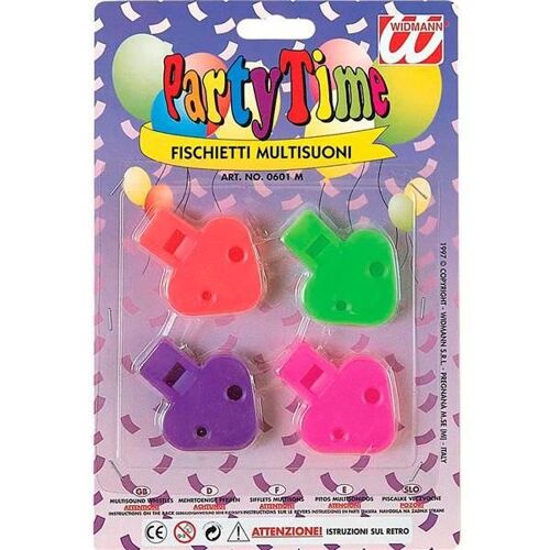 Set De 4 Sifflets "Multi-Sons" Pour Lot De Kermesse - Pinata (Plastique)