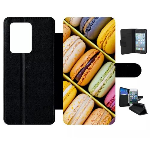 Etui À Rabat Pour Galaxy S20 Ultra - Boite De Delicieux Macarons - Simili-Cuir - Noir