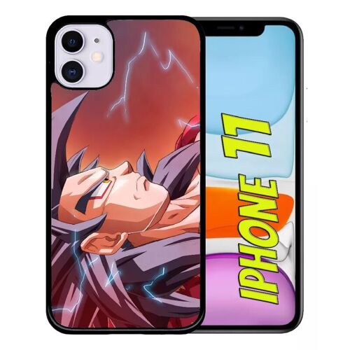 Coque Pour Iphone 11 - Dbz Goku Super Saiyan Silhouette Électrique - Noir