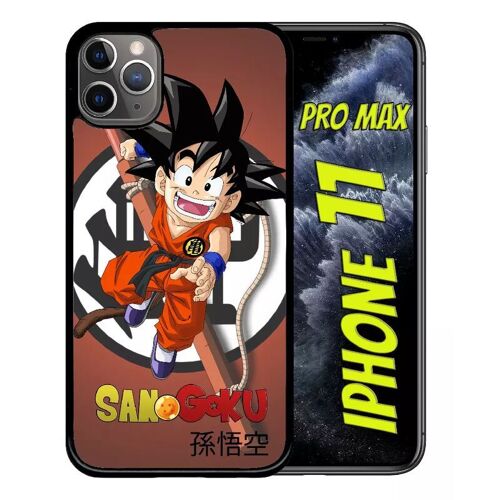 Coque Pour Iphone 11 Pro Max - Dbz Sangoku Enfant Kanji Boule De Cristal - Noir