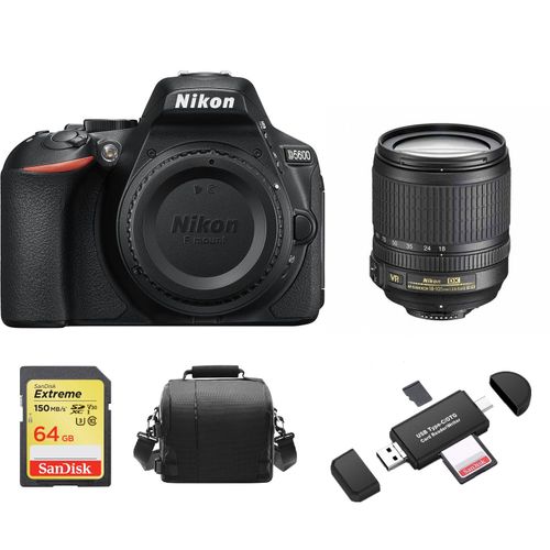 NIKON D5600 reflex 24.2 mpix + Objectif AF-S 18-105MM F3.5-5.6G ED VR + SD 64Go + Sac + Memory Card Reader