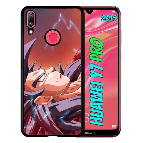 Coque Pour Huawei Y7 Pro 2019 - Dbz Goku Super Saiyan Silhouette Électrique - Noir